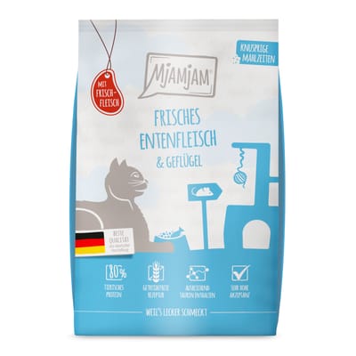1,5kg MjAMjAM Knapperige Maaltijden Eend & Gevogelte Kattenvoer droog