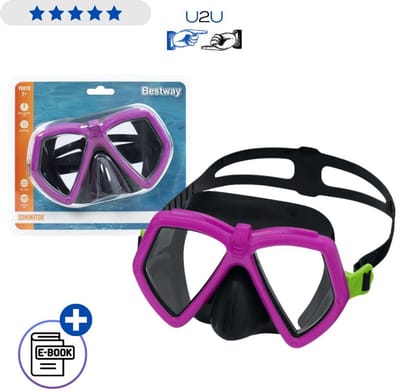 Bestway Zwemmasker 22040 Roze - Swimming Goggles Mask Met Brede Polycarbonaat Lens UV Bescherming Siliconen Band Universele Pasvorm Voor Kinderen Vanaf 7 Jaar Met Ebook
