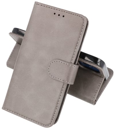 Hoesje Geschikt voor iPhone 12 Mini - Kaarthouder Book Case Telefoonhoesje - Grijs