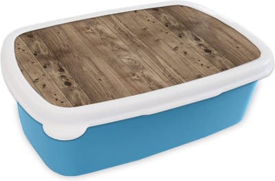 Broodtrommel Blauw - Lunchbox - Brooddoos - Eikenhout - Patronen - Planken - 18x12x6 cm - Kinderen - Jongen