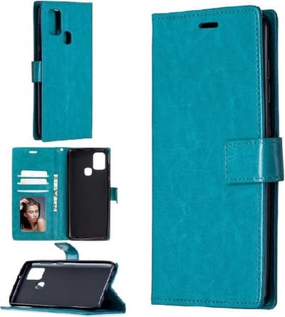 LuxeBass Hoesje geschikt voor Samsung Galaxy A21S Hoesje - Bookcase Turquoise - telefoonhoes - gsm hoes - telefoonhoesjes