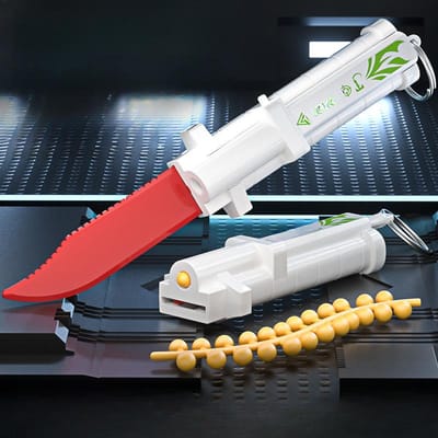 Impression 3D Gravité 2 en 1 Petite Radis Pistolet Jouet Carotte Couteau Mini Modèle Jouet Anti-Stress pour Enfants Adultes Jouets de Soulagement du Stress Couteau en Plastique