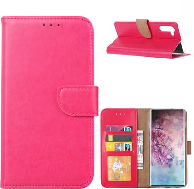 Ntech Hoesje Geschikt Voor Samsung Galaxy Note 10 Portemonnee / Booktype hoesje - Pink/Roze