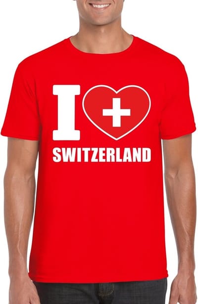Rood I love Zwitserland/ Switzerland supporter shirt heren - Zwitsers t-shirt heren S