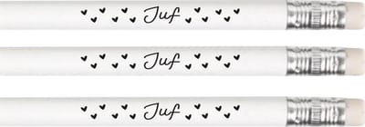 3 potloden Juf  hartje - juf kadootje - bedankje juf - juf cadeautje - einde schooljaar