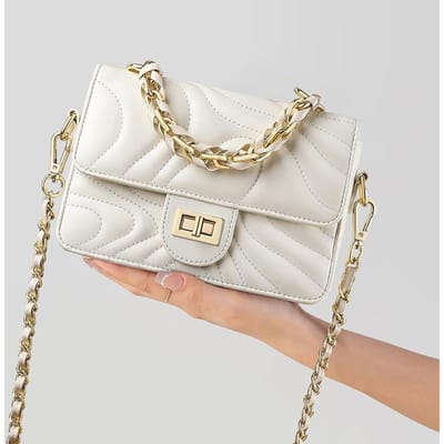 Nieuwe Herfst en Winter Kleine Leren Dames Tas Verjaardagscadeau Kleine Geur Kettingtas beige