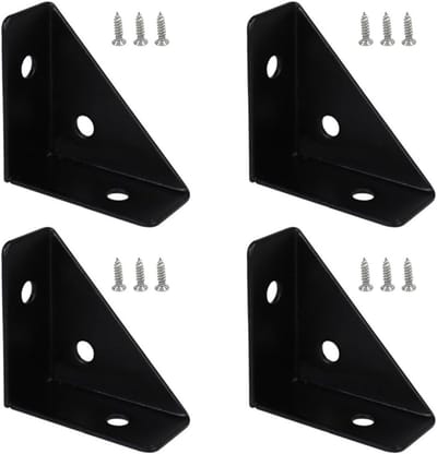 Hoekbeugels 38mm x 38mm - 90 Graden Triangulaire Beugels voor Planken, Meubels en Bedverbindingen met Schroeven, Zwart