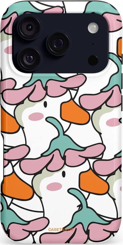 Casetastic hoesje geschikt voor Apple iPhone 17 Pro - MagSafe - Dubbellaagse bescherming - Bloempjeshoed - Fashion Case - Wit Grijs Lichtroze Oranje