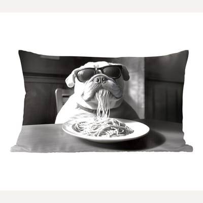 Sierkussens - Kussentjes Woonkamer - 60x40 cm - Hond - Bulldog - Pasta - Bril - Stoer - Dieren