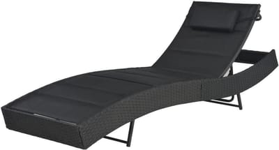 Ligstoel Polyrotan - Tuinstoel Lounger - Ontspannen Buiten - Verstelbare Rugleuning - 70 x 40 x 91.5 cm - Zwart