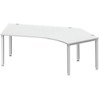 Schäfer Shop Genius hoekbureau MODENA FLEX 135°, aanbouw rechts, 4-poots vierkante buis, B 2165 mm, lichtgrijs