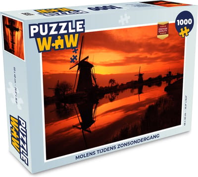 Puzzel Molens tijdens zonsondergang - Legpuzzel - Puzzel 1000 stukjes volwassenen