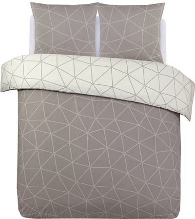 VISION Hugo - Tweezijdig omkeerbaar Dekbedovertrekset - 100% katoen: zacht en soepel - Lits-jumeaux - Dekbedovertrek 240 x 220 cm met 2 bijhorende slopen - Beige - Oekotex gecertificeerd
