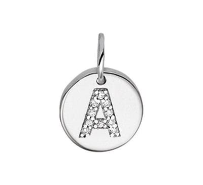 The Jewelry Collection Bedel Letter A Zirkonia - Zilver