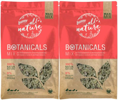 Bunny Nature Botanicals Konijnensnack Frambozenblad & Korenbloem - 2 x 400 gr - Voordeelverpakking