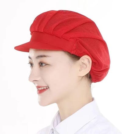 Unisex Kookmuts van Volledig Mesh en Stof, Elastische Kookmuts voor Horeca, Keuken en Schoonmaak
