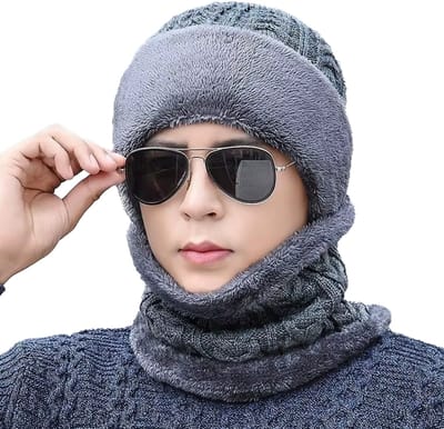 Gebreide Wintermuts met Fleecevoering – Warme Beanie Set voor Dames & Heren – Unisex Pluche Muts voor Winter, Buitenactiviteiten & Vrije Tijd