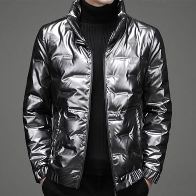 Heren korte donsjas winter nieuwe stijl verdikte glanzende staande kraag jonge en middelbare leeftijd trend mode casual warme jas 4XL