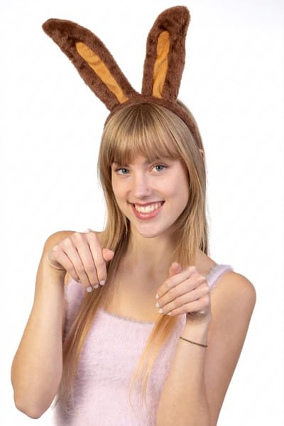 KIMU® Haarband Konijn Donkerbruin - Diadeem Konijnenoren Oren - Oortjes Bunny Paashaas Haas Pasen Paasviering Festival