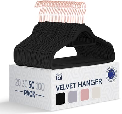 Blumtal - Kledinghangers - Velvet - Fluweel - Rose Gold - Zwart - 50 stuks