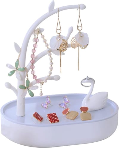 Sieradenhouder - Juwelier standaard - Sieraden opbergen - Leuk ontwerp - 18x17x12.5cm - Wit