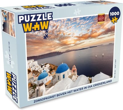 Puzzel Zonsopkomst boven het water in Oia Griekenland - Legpuzzel - Puzzel 1000 stukjes volwassenen