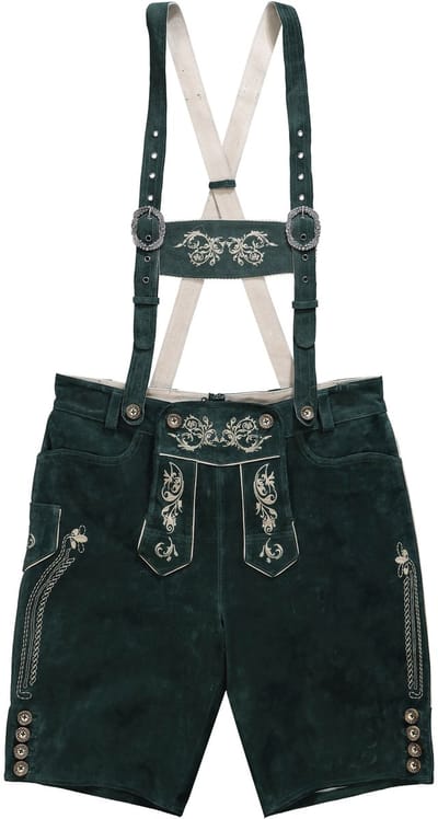 JP 1880 - Heren - Traditionele broek echt leer borduurwerk - Flessengroen - Maat 58