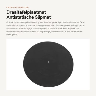 Dailygoods- Draaitafelmat 12 Inch - Antistatische Slipmat - Rubber - Vermindert Trillingen - Verbetert Geluidskwaliteit - Krasbestendig - Platenspelermat