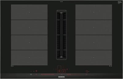 Siemens iQ700 EX875LX57E kookplaat Zwart Ingebouwd 80 cm Inductiekookplaat zones 4 zone(s) ingeboude afzuigkap Zwart