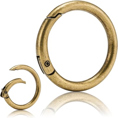 Ronde metalen karabijnhaak voor sleutelhangers, handtassen en DIY decoraties - geborsteld messing, 32mm, duurzaam en veelzijdig