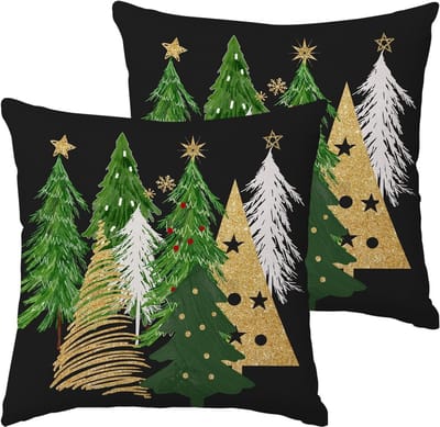 Decoratieve Kussenhoezen 40 x 40 cm Set van 2 Zwart voor Winterse Feestdagen en Thuisdecoratie