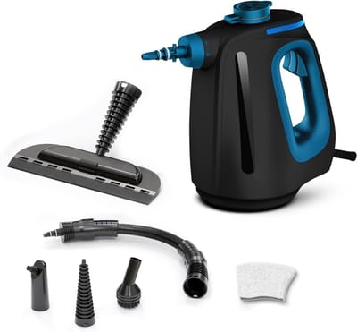 YOR® Stoomreiniger Vloer - Professionele Tapijtreiniger Stofzuiger – Draagbare Vlekkenreiniger – Bank Reiniger 1,5L – Tapijtreinigers – Meubelreiniger Met 9,8 M Lange Kabel –- Vloerreiniger Elektrisch - Zwart/Blauw - 33cm x 18cm x 31cm