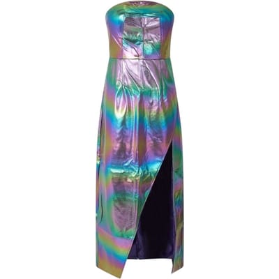 AmyLynn Metallic bandeau-maxi-jurk voor dames (Zilver/Regenboog)