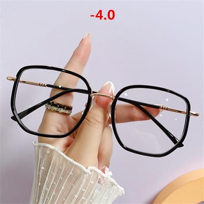-1.0-1.5-2.0-2.5-3.0 Tot -6 Oversized Afgewerkte Myopie Brillen Mannen Vrouwen Transparante Brillen Op Sterkte Kortzichtigheid Brillen brown