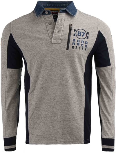 Heren T-shirt State Of Art Rugbyshirt Colourblocking Heavy Jersey Grijs - S