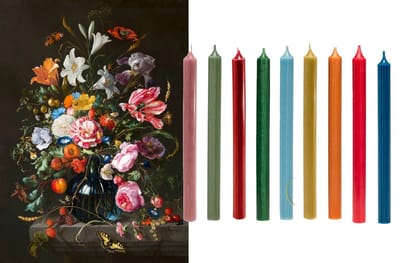 Cactula set van 9 lange kwaliteits dinerkaarsen 2.1 x 28 cm geïnspireerd op het bloemen stilleven uit de 17e eeuw van Jan Davidszoon de Heem - kaars - kunst