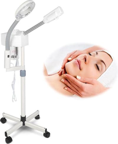 Professionele gezichtsstomer met 5x led-vergrootlamp voor spa salon schoonheid - 2-in-1 stoomapparaat