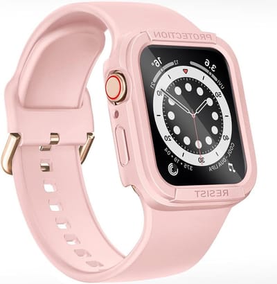 Zachte Silikonenhalsband voor Apple Watch 41mm 40mm 38mm met Beschermfolie en Hoesje - Geschikt voor Series SE, 7, 6, 5, 4, 3, 2, 1 - Comfortabel, Duurzaam en Stijlvol