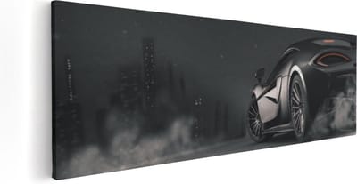 Artaza Canvas Schilderij Sportauto - 60x20 cm - Muurdecoratie Auto - Wanddecoratie Industrieel - Schilderijen Op Canvas Stad
