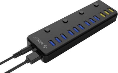 Orico - 12 poorts multi functioneel 9x USB 3.0 hub 3x BC1.2 USB laadpoorten - Zwart