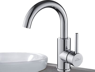 Auralum max Wastafelkraan - Chroom Badkamerkraan - 360° Draaibare - RVS - Warm & Koud - inclusief aansluitingen - Koud en Warm - Waterbesparende