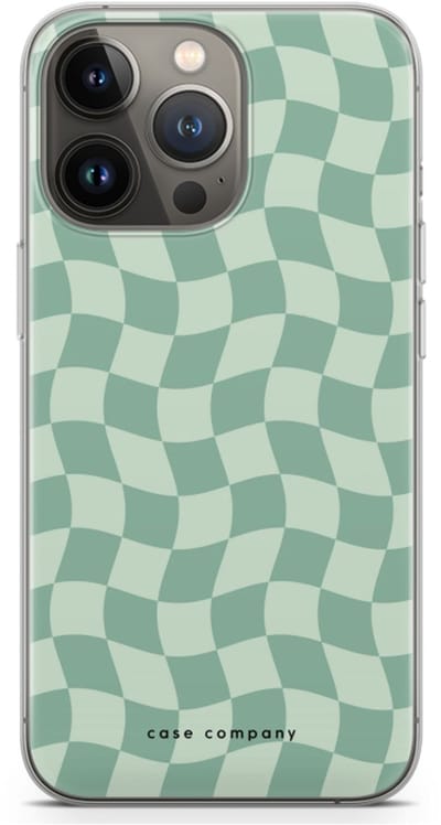 Case Company® - Hoesje geschikt voor iPhone 13 Pro hoesje - Grid Groen - Soft Cover Telefoonhoesje - Bescherming aan alle Kanten en Schermrand