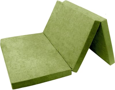 Vouwmatras Gastenmatras, lichtgroen, 195 x 120 x 8 cm, vouwmatras, overtrek wasbaar, 3-delig, campingbed, hoogwaardig, ruimtebesparend, schuimmatras, inklapbaar, opvouwbaar