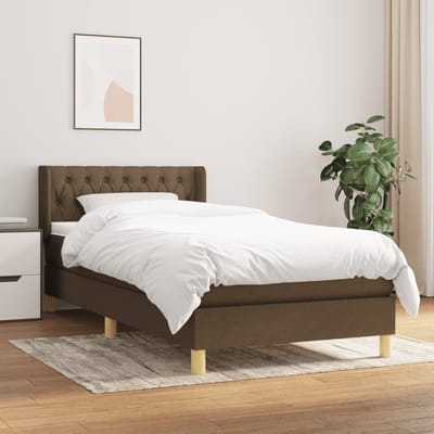 vidaXL - Boxspring - met - matras - stof - donkerbruin - 90x200 - cm