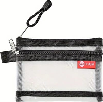 Dubbellaagse Mini Ritstas Voor Heren I Pasjeshouder I Rijbewijstas I Munthouder I Briefgeld Houder I Ritssluiting I Nylon I 11 X 14 CM I Zwart