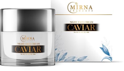 MirnaSkincare Kaviaar Nachtcrème – 50ml – Natuurlijk & Hypoallergeen – Met Hyaluronzuur & Retinol – Droge en Gevoelige Huid