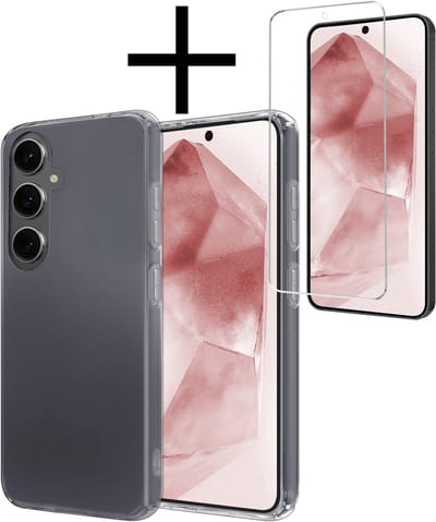 Hoesje - Met Screenprotector - Geschikt voor Samsung Galaxy A56 - Sterk & Shockproof - Back Cover - Siliconen Case - Telefoon Hoes - Transparant