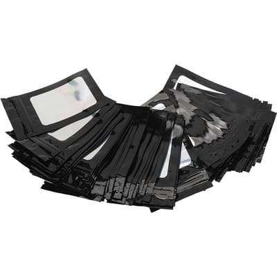 100 stuks Hersluitbare Geurproof Zak Holografische Geurdichte Verpakkingszak met Transparant Venster voor Lip zwart