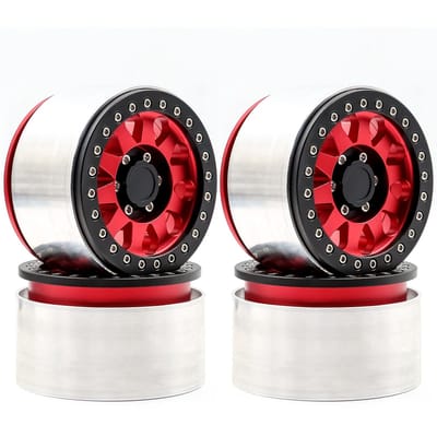 Moyeu de jantes Beadlock en alliage d'aluminium et titane, 4 pièces, 2.9 pouces, 86x53x68mm, remplacement pour Axial rouge