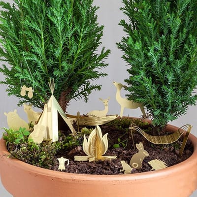 Camping Kamerplant - Tiny Camping - DIY pakket Goudkleurig Messing - Cadeau Plantenliefhebber